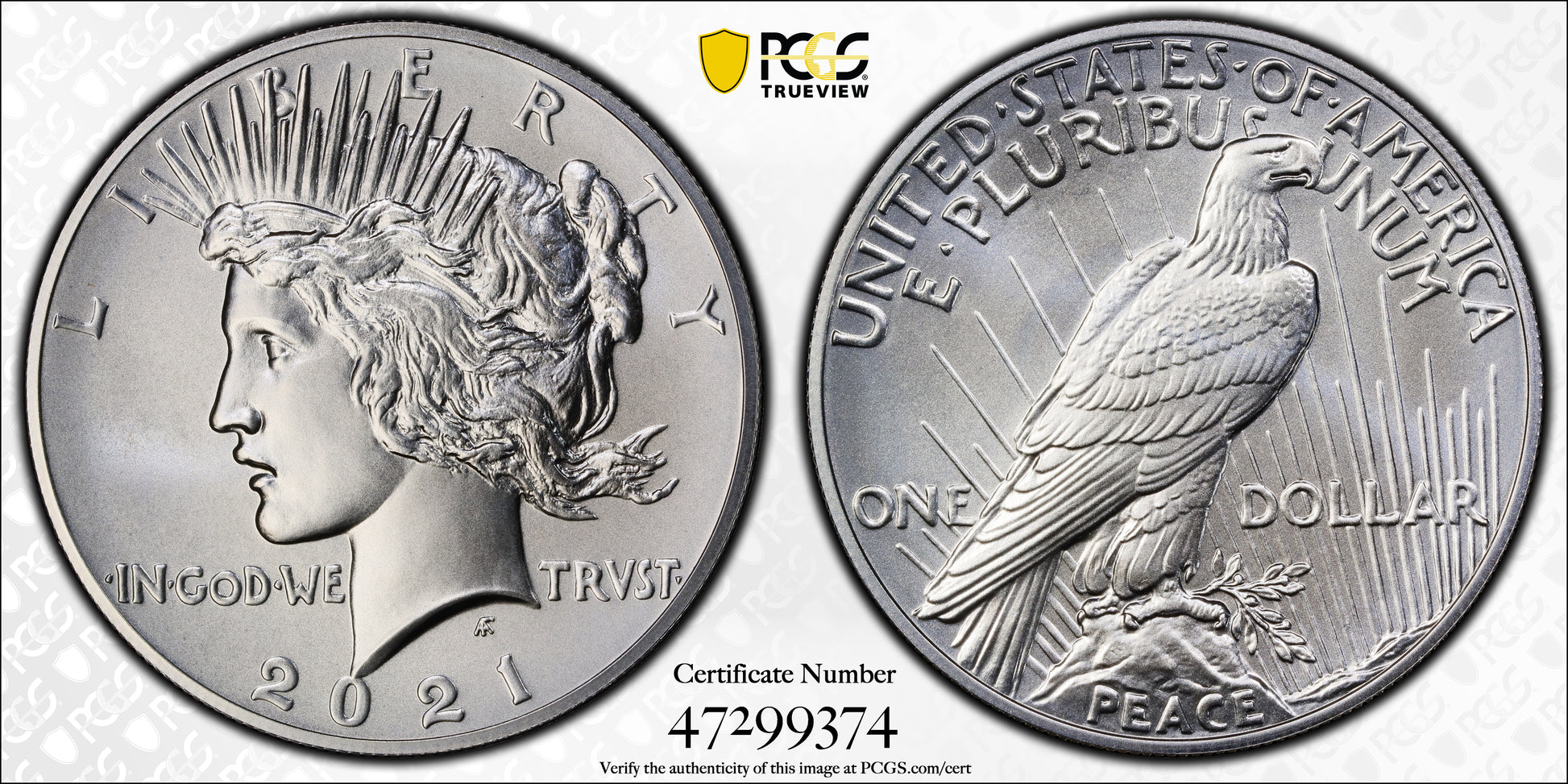 2021 Peace Dollar $1 PCGS MS70 - Peace Dollar 100th Anniversary