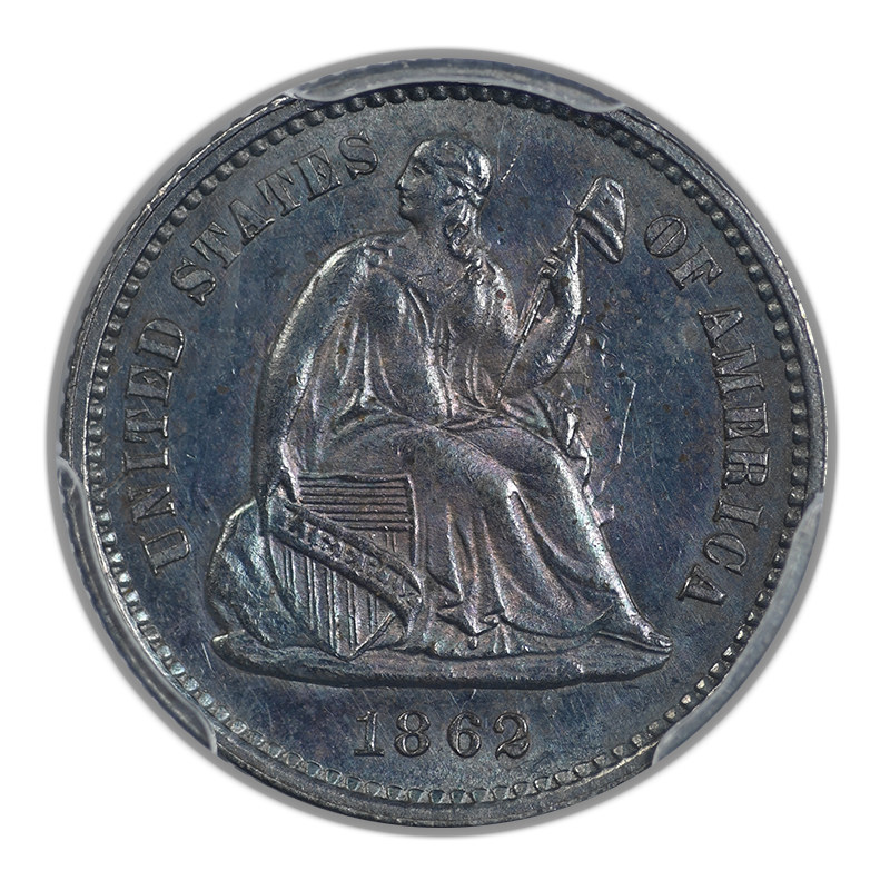 1862 Liberty Seated Half Dime H10C PCGS MS62 - TONED!