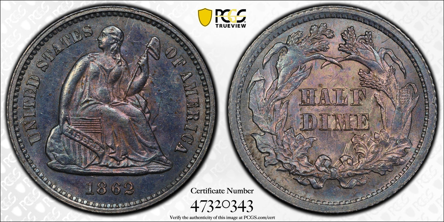 1862 Liberty Seated Half Dime H10C PCGS MS62 - TONED!
