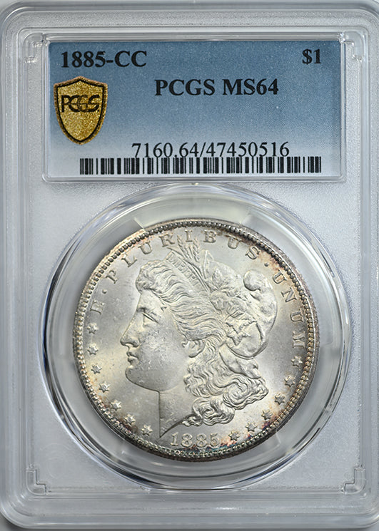 1885-CC Morgan Dollar $1 PCGS MS64 Obverse Slab