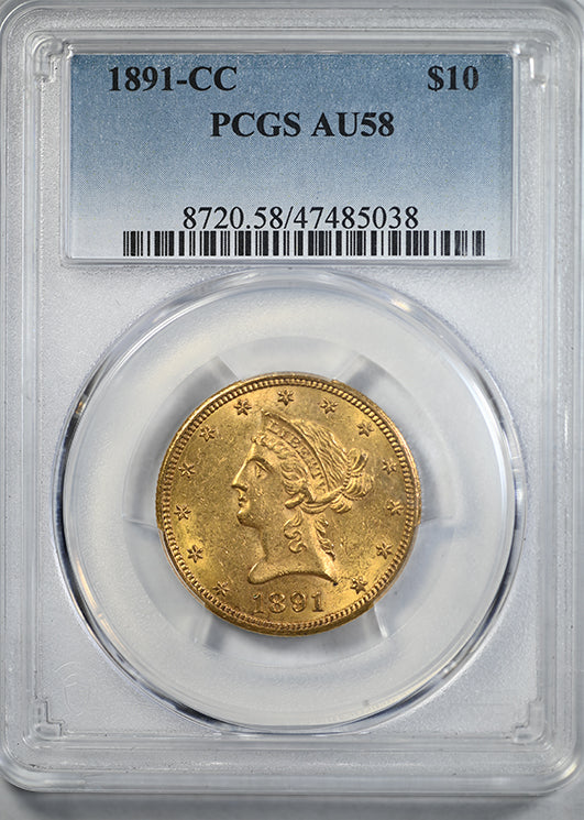 1891-CC Liberty Head Gold Eagle $10 PCGS AU58