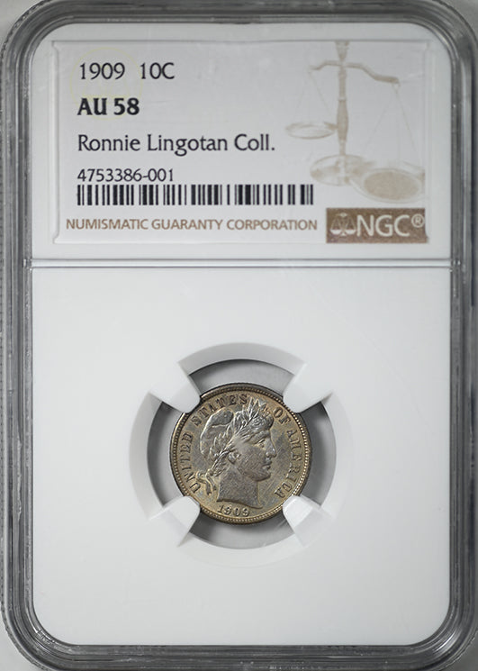 1909 Barber Dime 10C NGC AU58