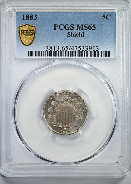 1883 Shield Nickel 5C PCGS MS65 Obverse Slab