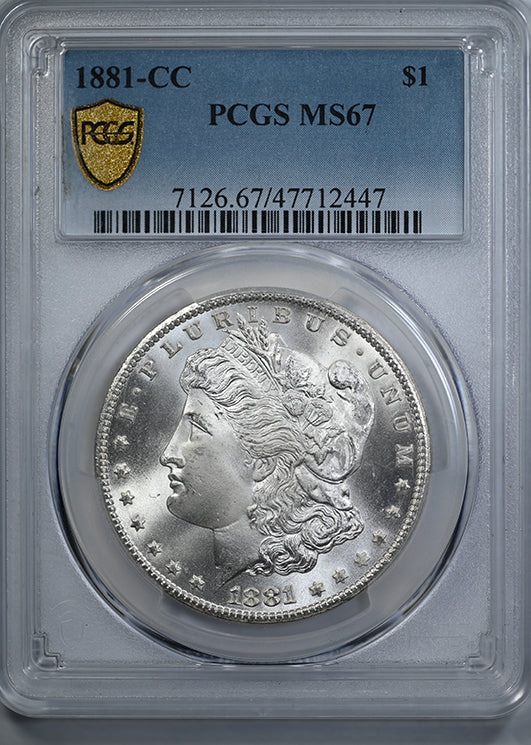 1881-CC Morgan Dollar $1 PCGS MS67 Obverse Slab