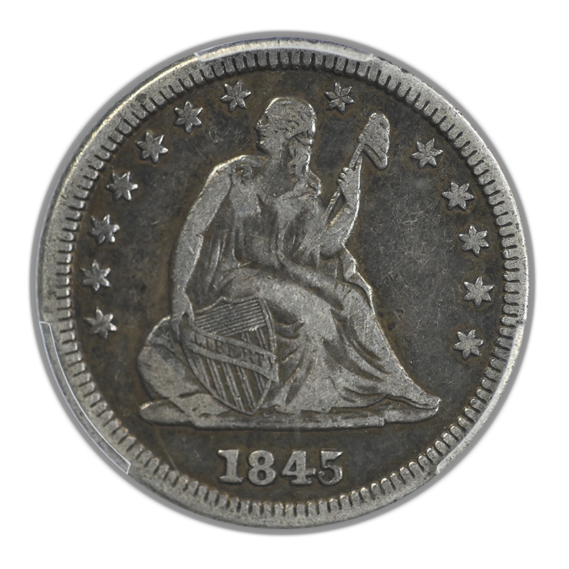 1845 Liberty Seated Quarter 25C PCGS VF25