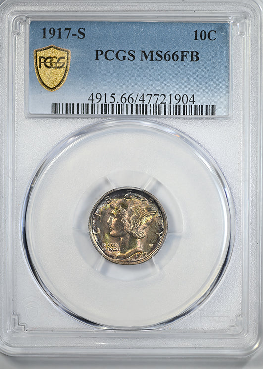 1917-S Mercury Dime 10C PCGS MS66FB - Full Bands