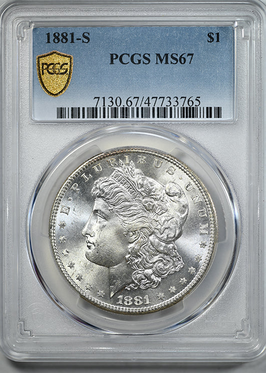 1881-S Morgan Dollar $1 PCGS MS67 Obverse Slab