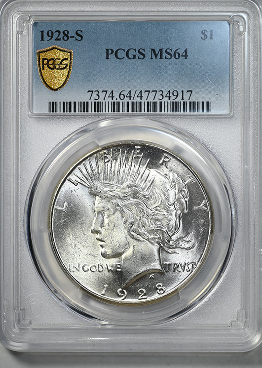 1928-S Peace Dollar $1 PCGS MS64 Obverse Slab