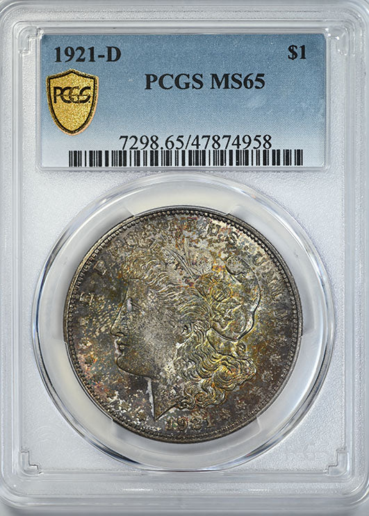 1921-D Morgan Dollar $1 PCGS MS65 - TONED! Obverse Slab