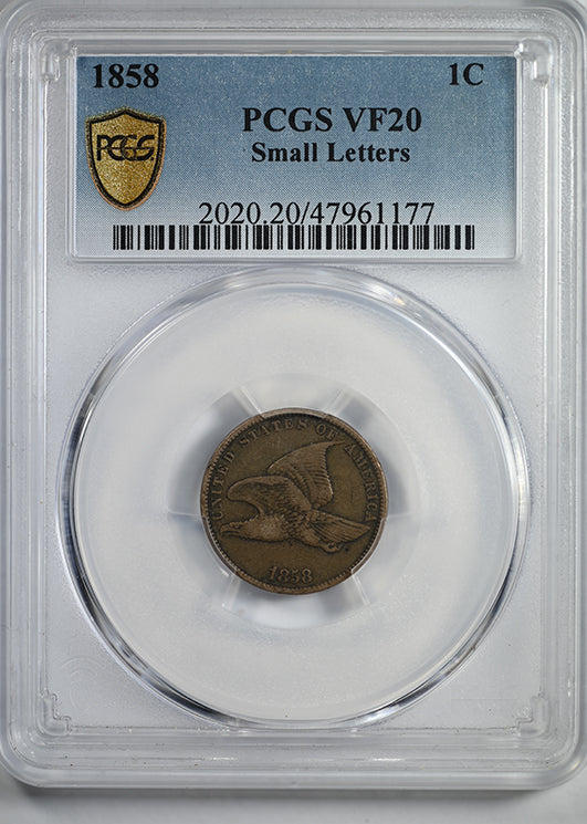 1858 Flying Eagle Cent 1C PCGS VF20 - Small Letters Obverse Slab