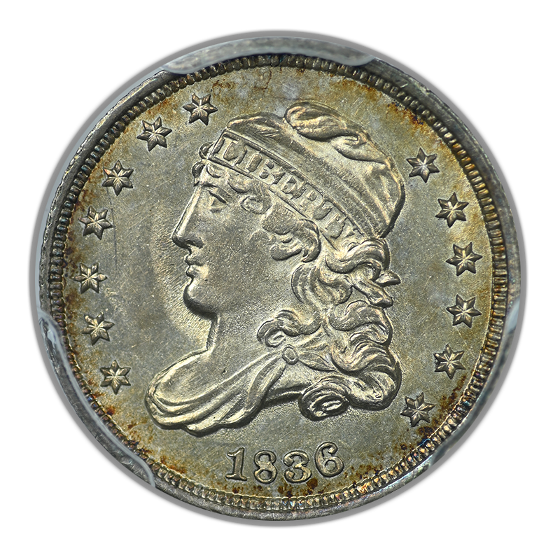 1836 Capped Bust Half Dime H10C PCGS MS63 CAC LM-3 FS-301 3/Inverted 3