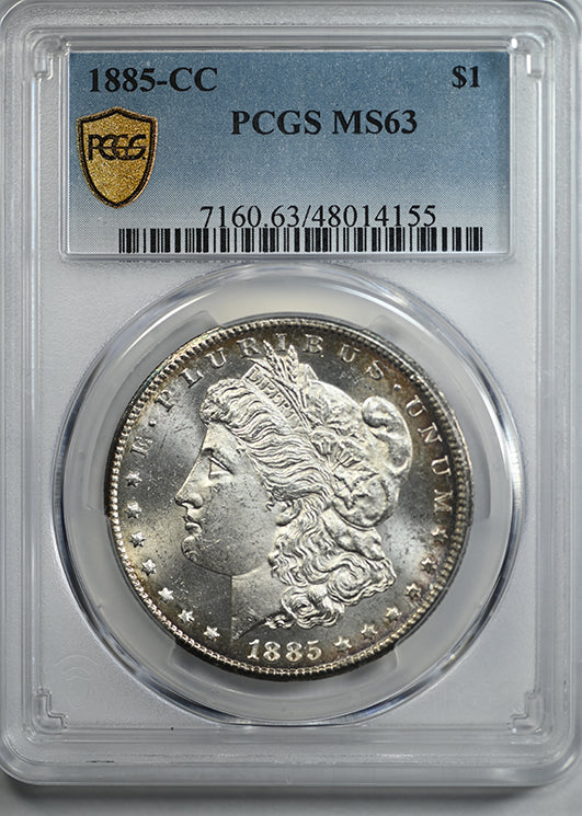 1885-CC Morgan Dollar $1 PCGS MS63 Obverse Slab