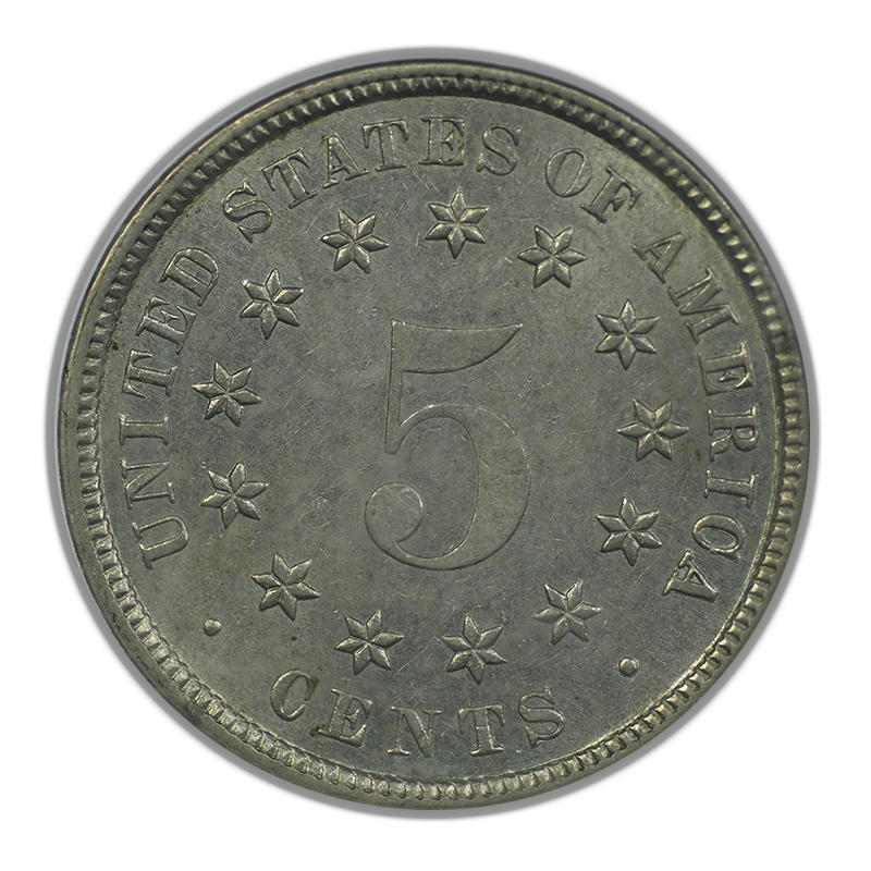 1883/2 Shield Nickel 5C ANACS AU55 Reverse