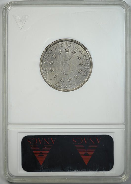 1883/2 Shield Nickel 5C ANACS AU55 Reverse Slab