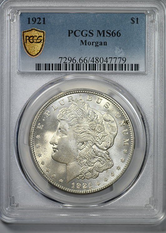 1921 Morgan Dollar $1 PCGS MS66 Obverse Slab