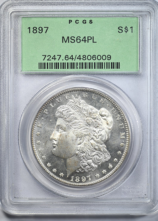 1897 Morgan Dollar $1 MS64PL OGH - Prooflike Obverse Slab