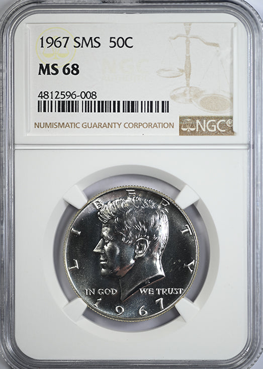 1967 Kennedy Half Dollar 50C NGC MS68 SMS Obverse Slab