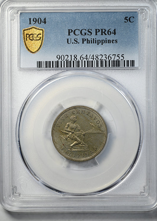 1904 Proof U.S. Philippines 5C Centavos PCGS PR64 Obverse Slab