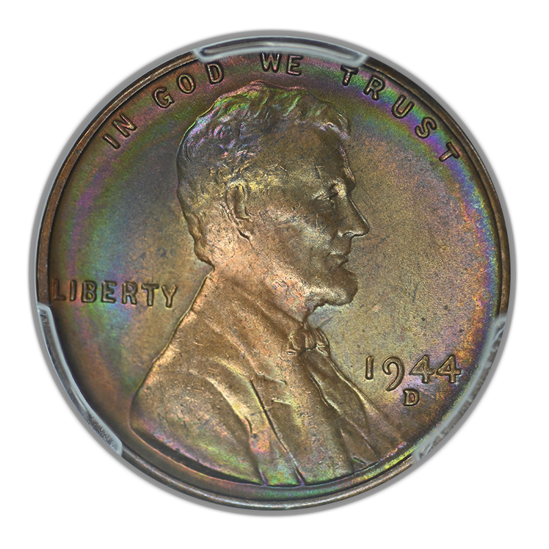 1944-D Lincoln Wheat Cent 1C PCGS MS65RB - TONED!