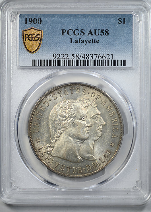 1900 Lafayette Classic Commemorative Dollar $1 PCGS AU58 Obverse Slab