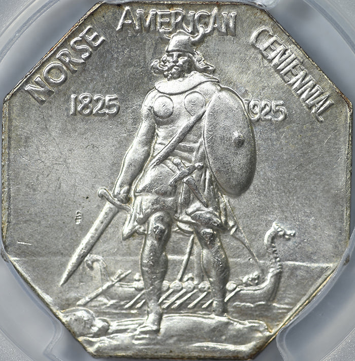 1925 Norse American Centennial Silver Medal PCGS MS65 - Thick Planchet
