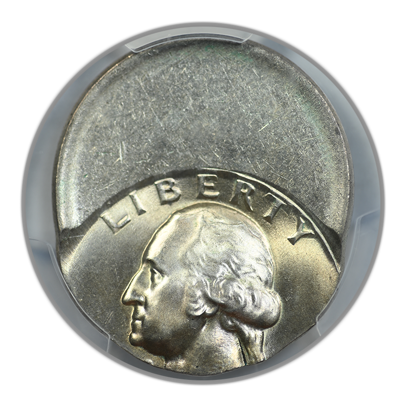 (1932-64-D) Washington Quarter 25C PCGS MS63 - Mint Error Struck 50% Off-Center
