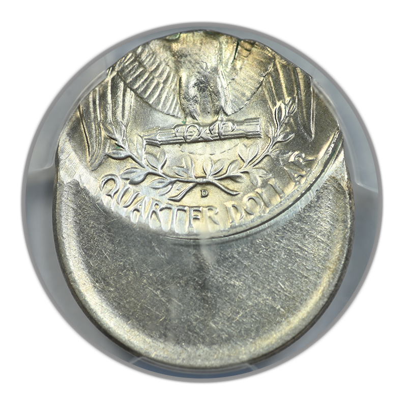 (1932-64-D) Washington Quarter 25C PCGS MS63 - Mint Error Struck 50% Off-Center