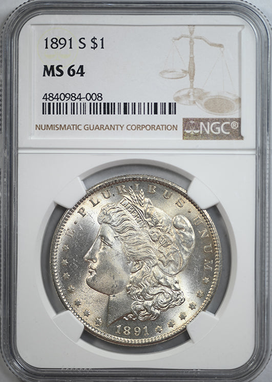 1891-S Morgan Dollar $1 NGC MS64
