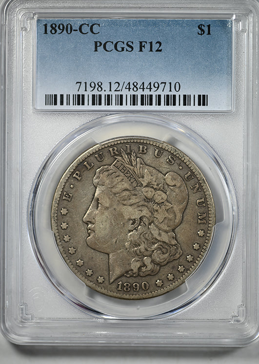 1890-CC Morgan Dollar $1 PCGS F12 Obverse Slab