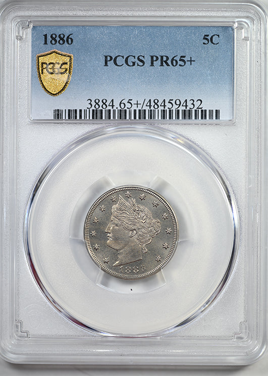 1886 Proof Liberty V-Nickel 5C PCGS PR65+