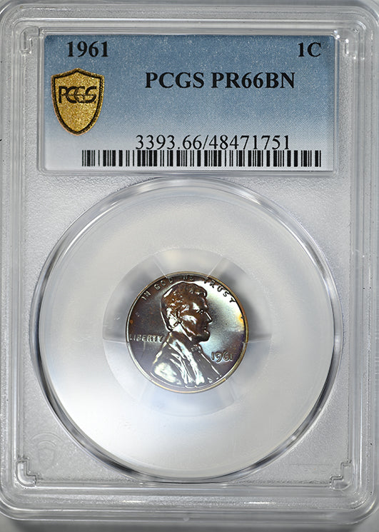 1961 Proof Lincoln Memorial Cent 1C PCGS PR66BN - TONED!