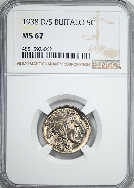 1938-D/S Buffalo Nickel 5C NGC MS67