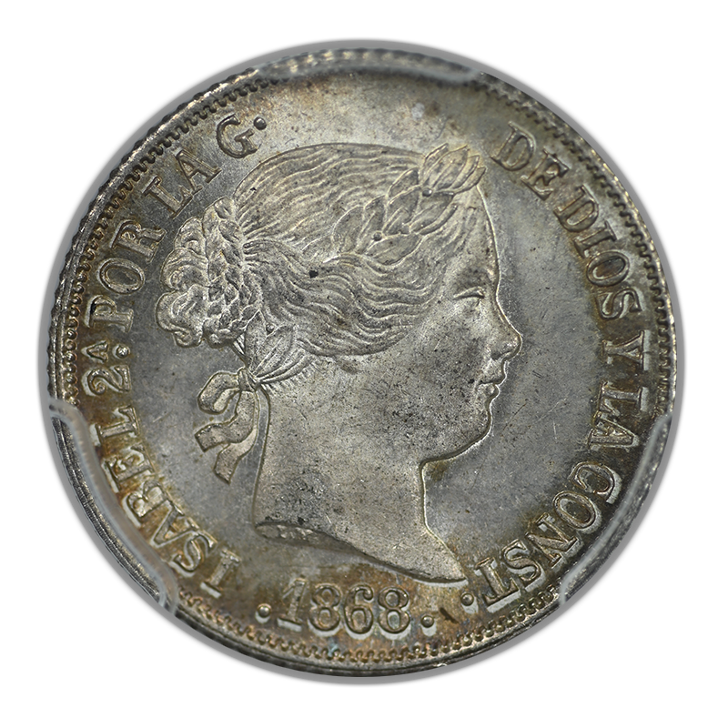 1868 Spanish Philippines 10C Centimos PCGS MS64