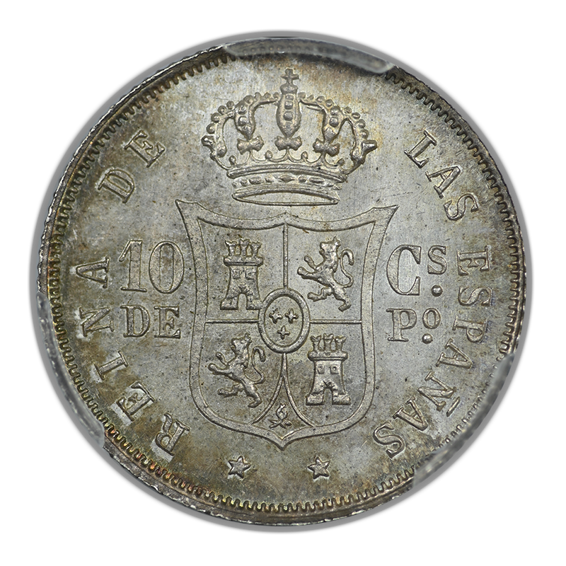 1868 Spanish Philippines 10C Centimos PCGS MS64