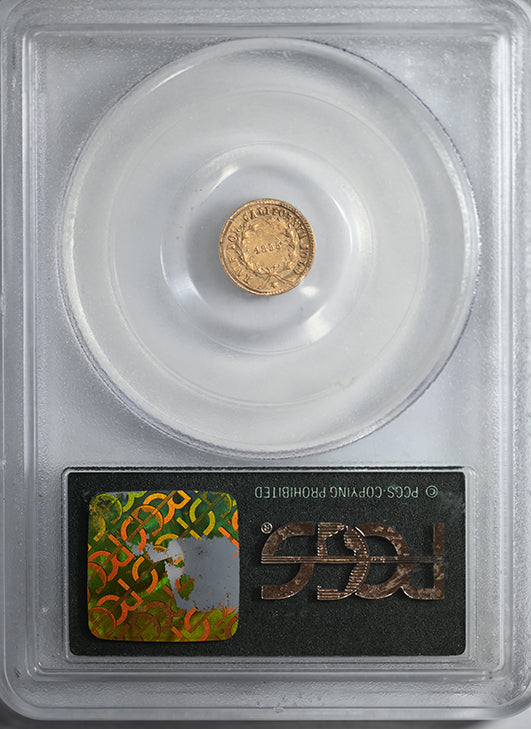 1855 California Fractional Gold BG-432 G50C PCGS AU58 Reverse Slab