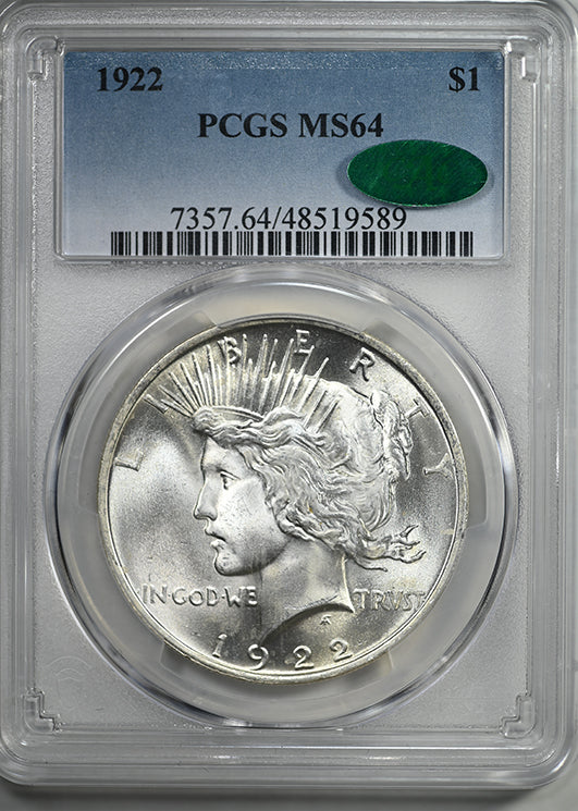 1922 Peace Dollar $1 PCGS MS64 CAC