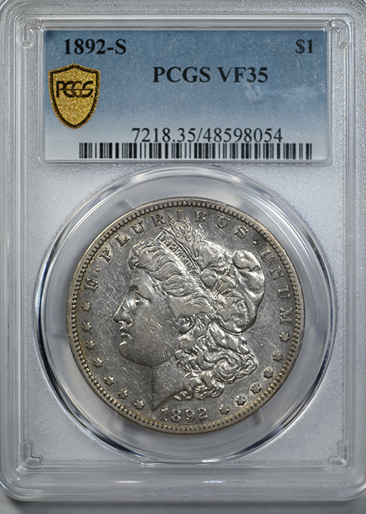 1892-S Morgan Dollar $1 PCGS VF35 Obverse Slab
