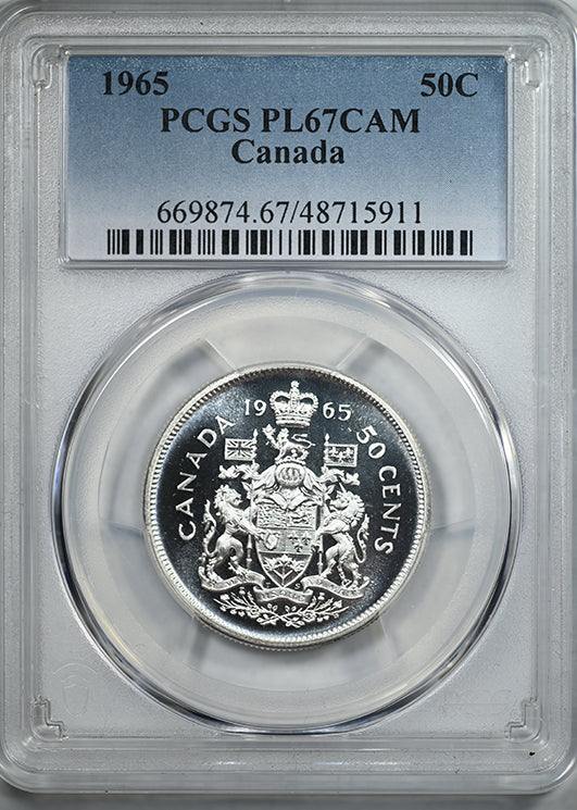 1965 Proof Canada 50C Cents PCGS PL67 CAMEO