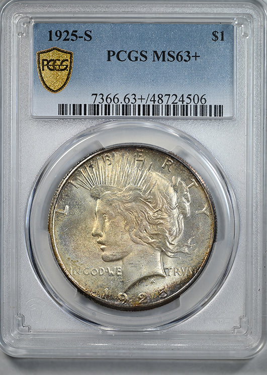 1925-S Peace Dollar $1 PCGS MS63+