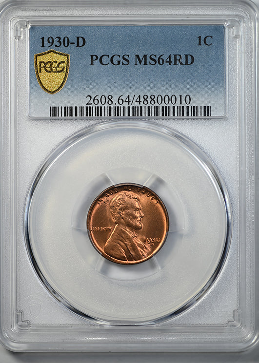 1930-D Lincoln Wheat Cent 1C PCGS MS64RD Obverse Slab