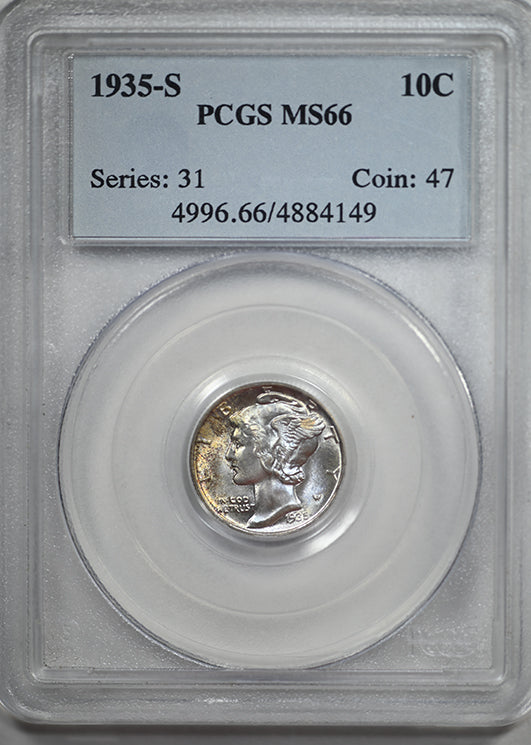 1935-S Mercury Dime 10C PCGS MS66