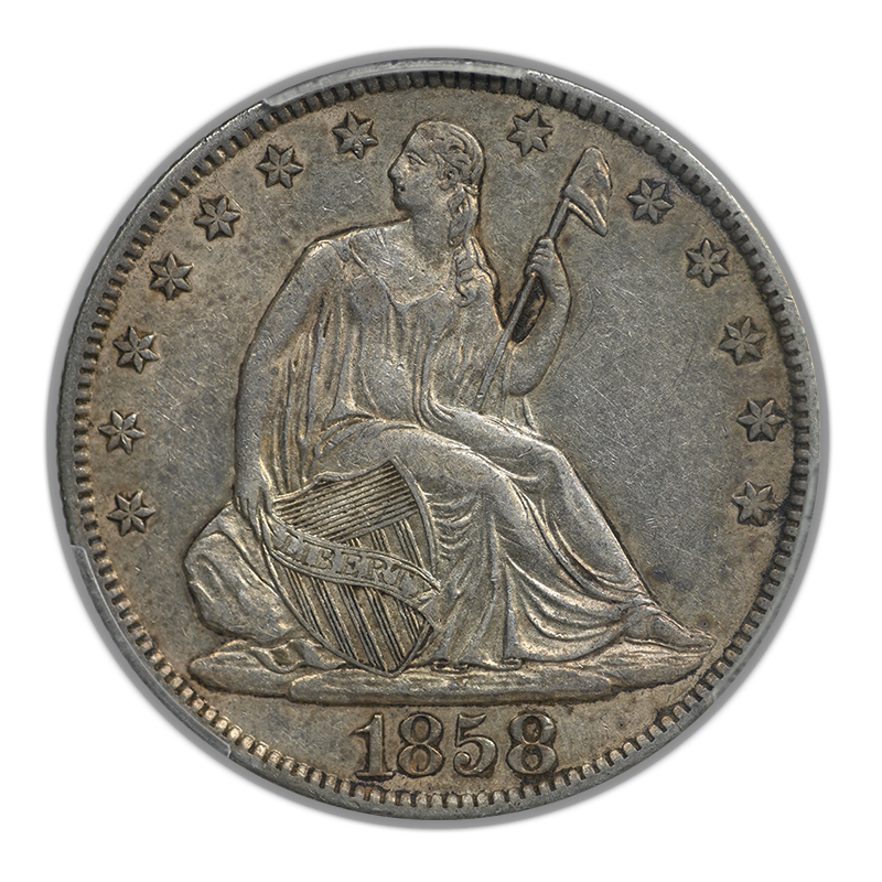 1858-O Liberty Seated Half Dollar 50C PCGS XF45