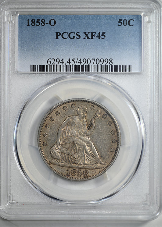 1858-O Liberty Seated Half Dollar 50C PCGS XF45