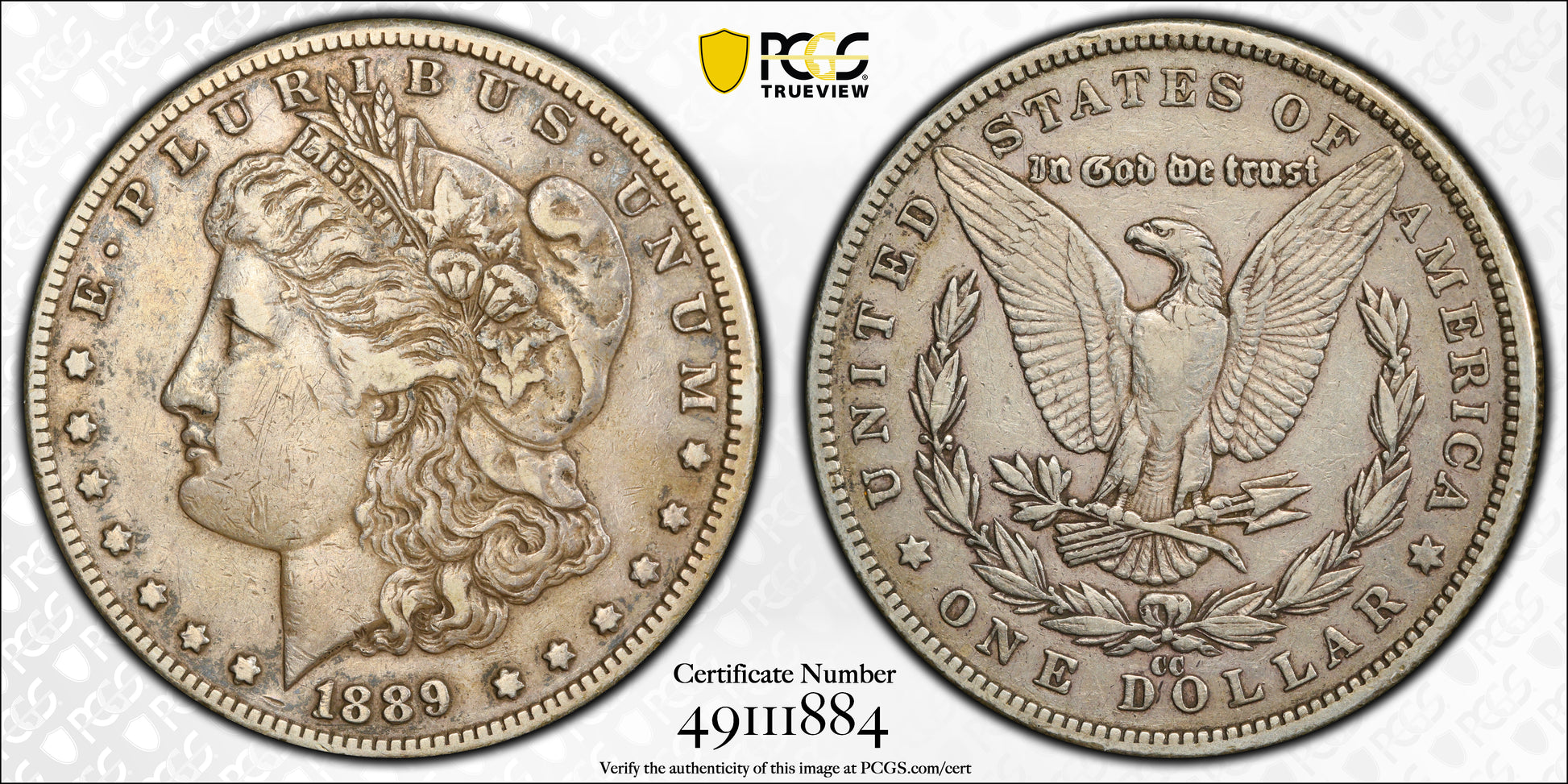 1889-CC Morgan Dollar $1 PCGS XF40 Trueview