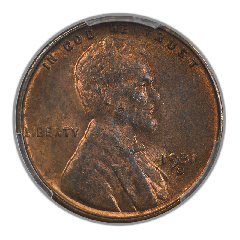 1931-S Lincoln Wheat Cent 1C PCGS MS62RB