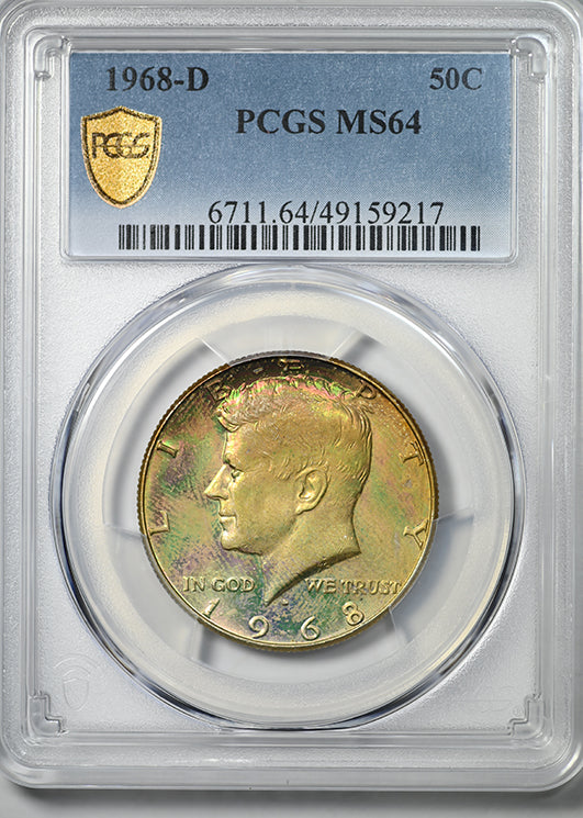 1968-D Kennedy Half Dollar 50C PCGS MS64 - TONED!