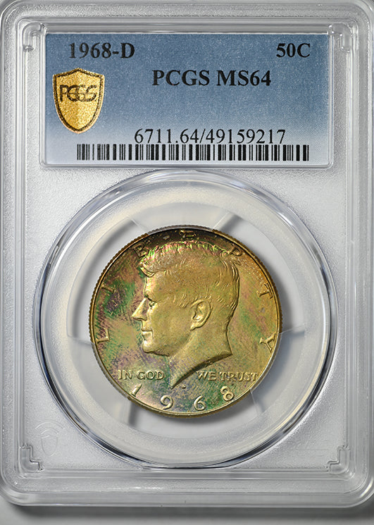 1968-D Kennedy Half Dollar 50C PCGS MS64 - TONED!