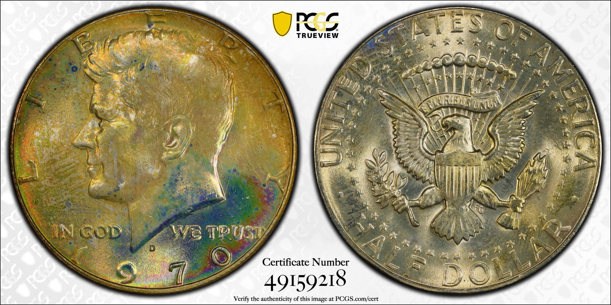 1970-D Kennedy Half Dollar 50C PCGS MS64 - TONED!