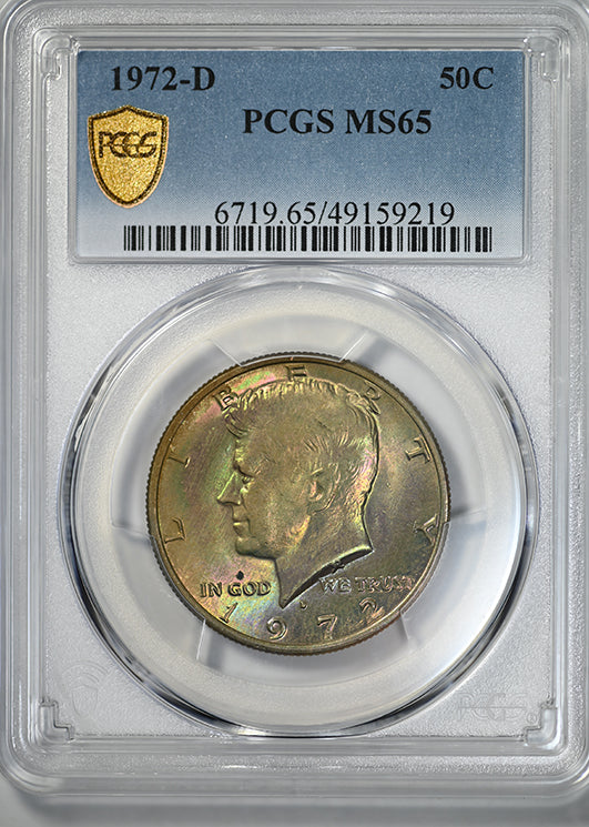 1972-D Kennedy Half Dollar 50C PCGS MS65 - TONED!