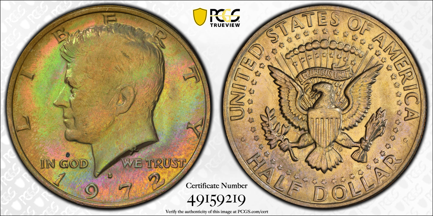 1972-D Kennedy Half Dollar 50C PCGS MS65 - TONED!